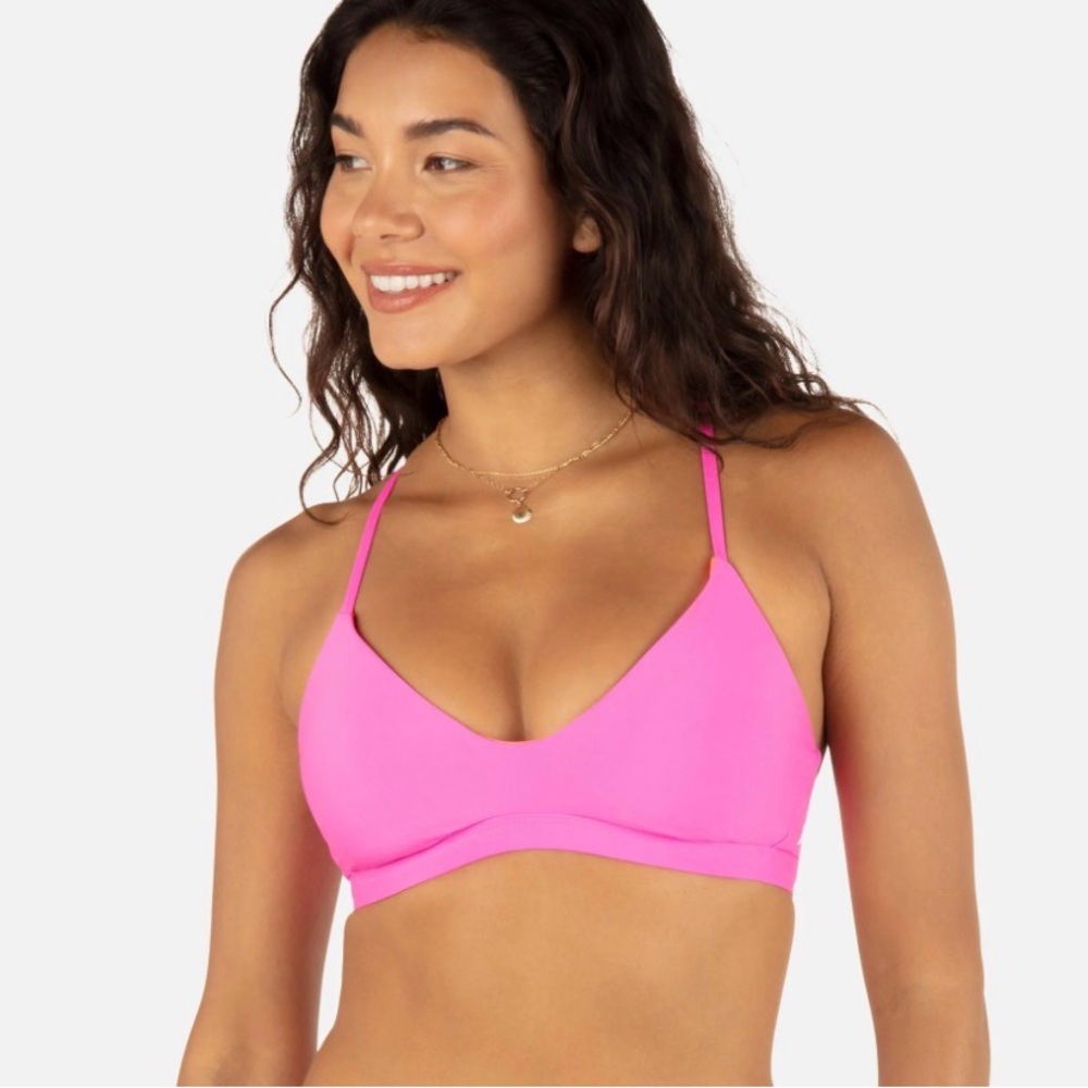 Women's Pink V-Neck Swim Top